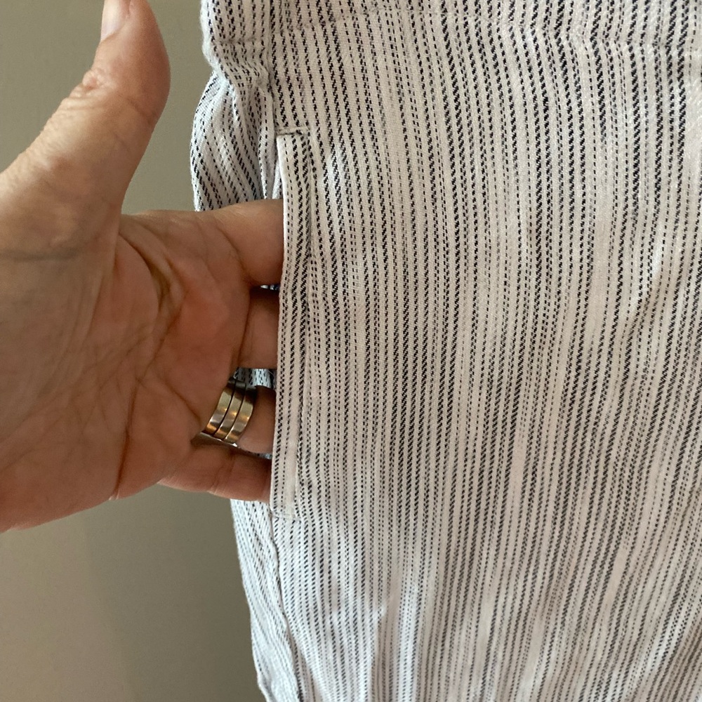 J. Jill White Grey Pinstriped Stretch Linen Pant - Picture 3 of 7